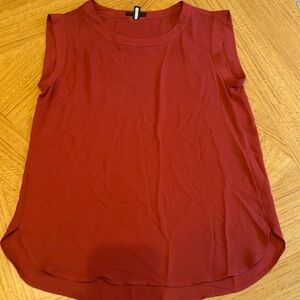 Women’s J. Crew sleeveless burnt red silk blouse, size 2